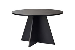 Hanah Home Mesa de Comedor 120x120 cm, Tablero de Melamina Negro Madera, Robusta 60 kg de Carga, Grosor 25 mm - Virella Wood Black